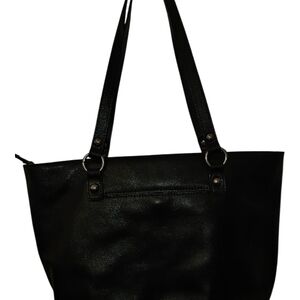 Patricia Nash Black Leather Shopper Tote with Ring Accents